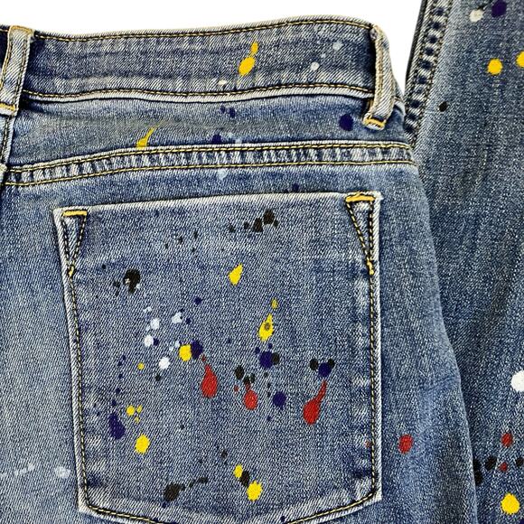 Alice + Olivia Sz 29 Joana Paint Splatter Skinny Jeans Stretch Pockets Zipper - Picture 16 of 16